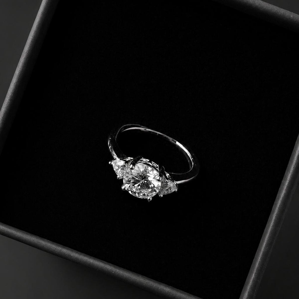 Moissanite Solitaire Ring with Platinum Overlay D Colour VVS