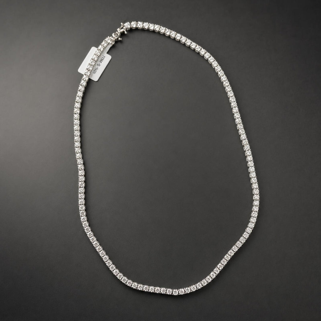 Platinum Overlay Moissanite Tennis Necklace - 20 inch, 4mm