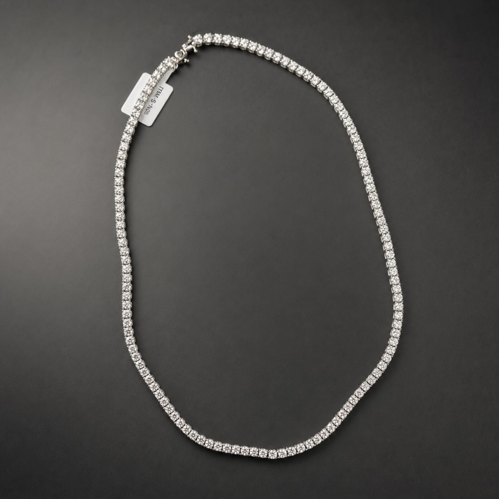 Platinum Overlay Moissanite Tennis Necklace - 20 inch, 4mm