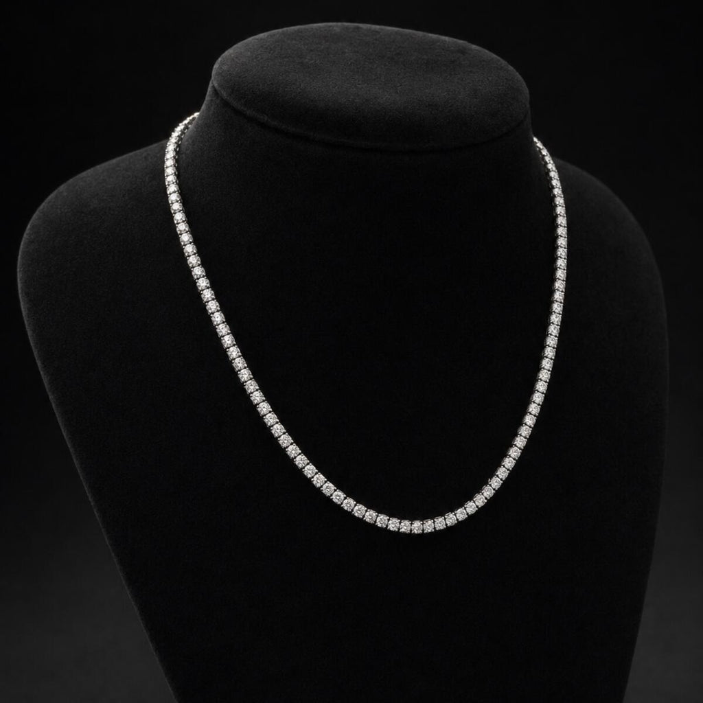 Platinum Overlay Moissanite Tennis Necklace - 20 inch, 4mm
