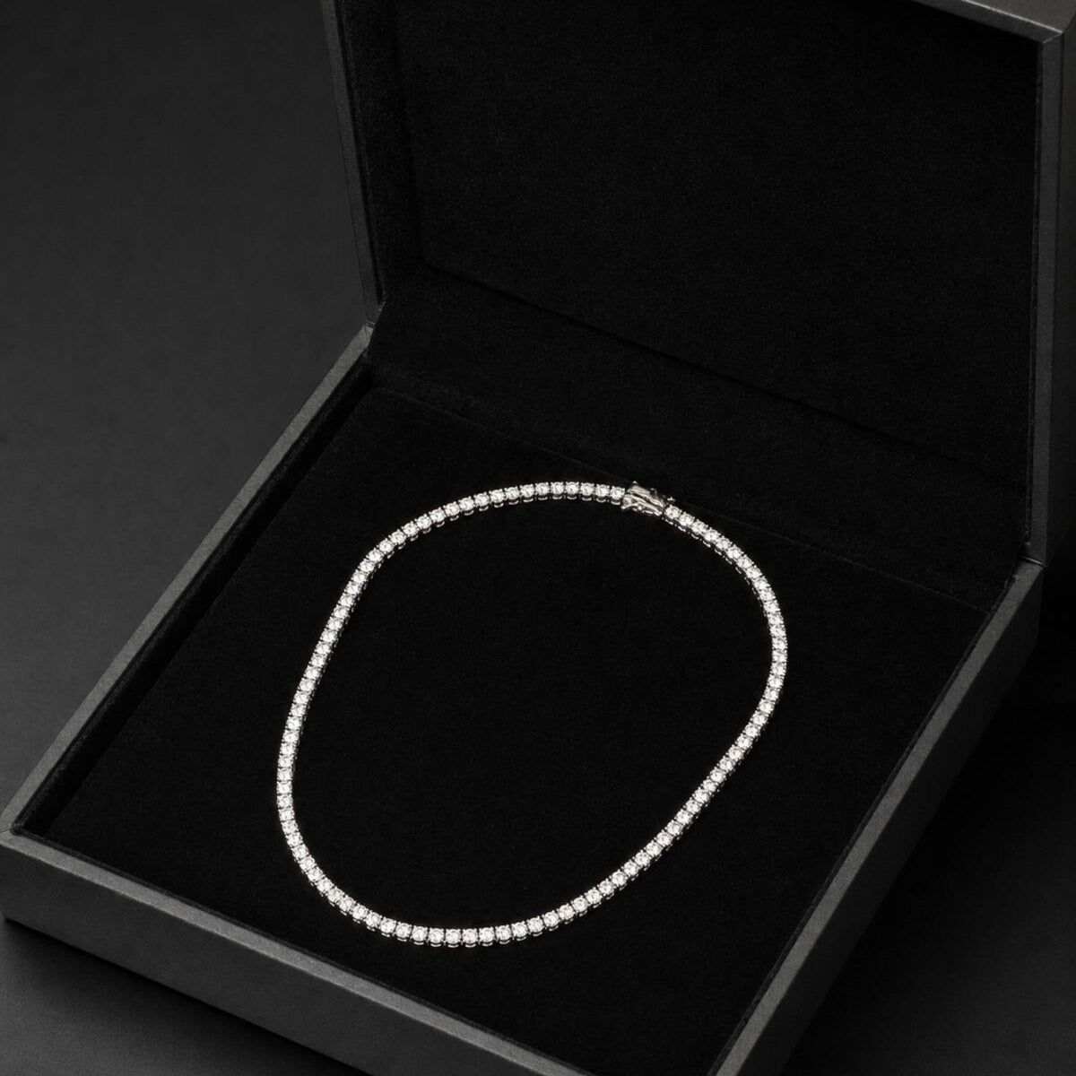 Platinum Overlay Moissanite Tennis Necklace - 20 inch, 4mm