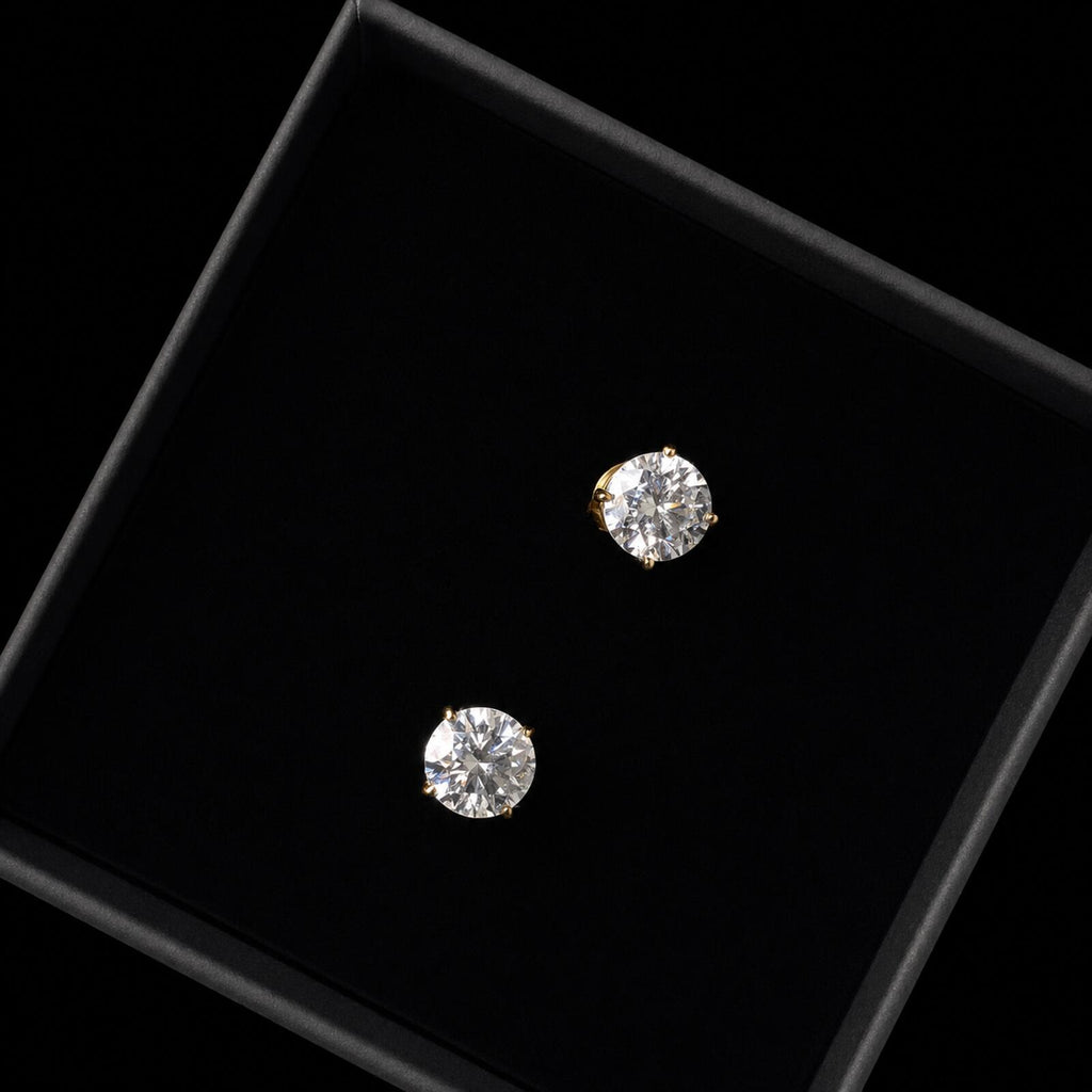 Classic Moissanite Stud Earrings 18ct gold overlay