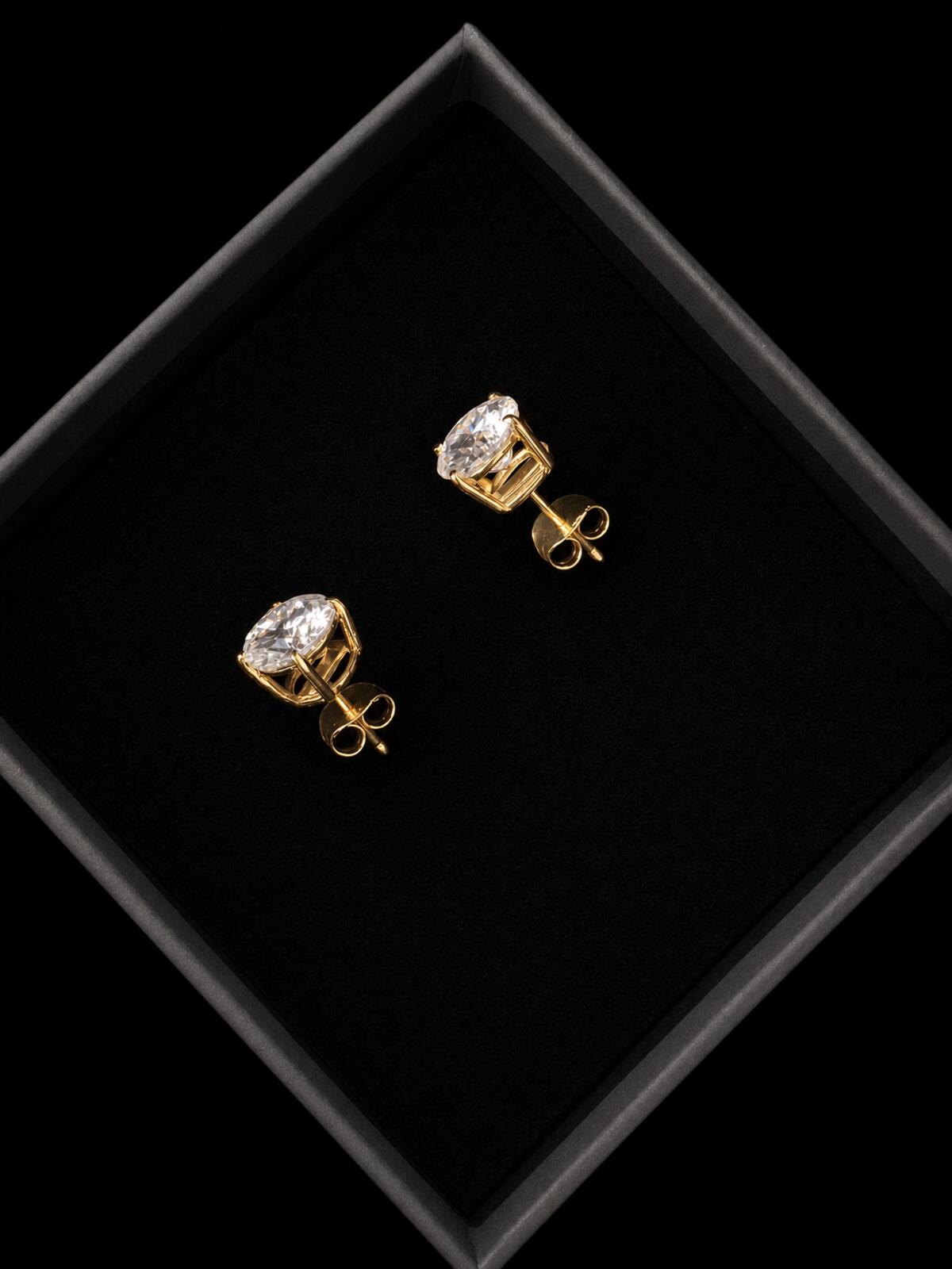 Classic Moissanite Stud Earrings 18ct gold overlay