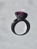 Pink Lotus & Moissanite Solitare Ring in Rhodium 2.91ct