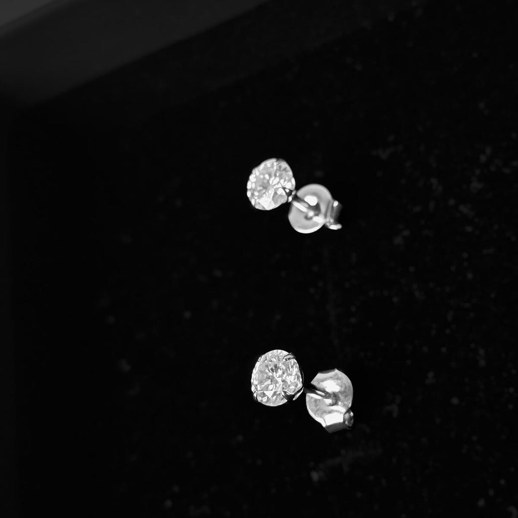 5mm Moissanite Stud Earrings | D Colour VVS1 |Rhodium Plated