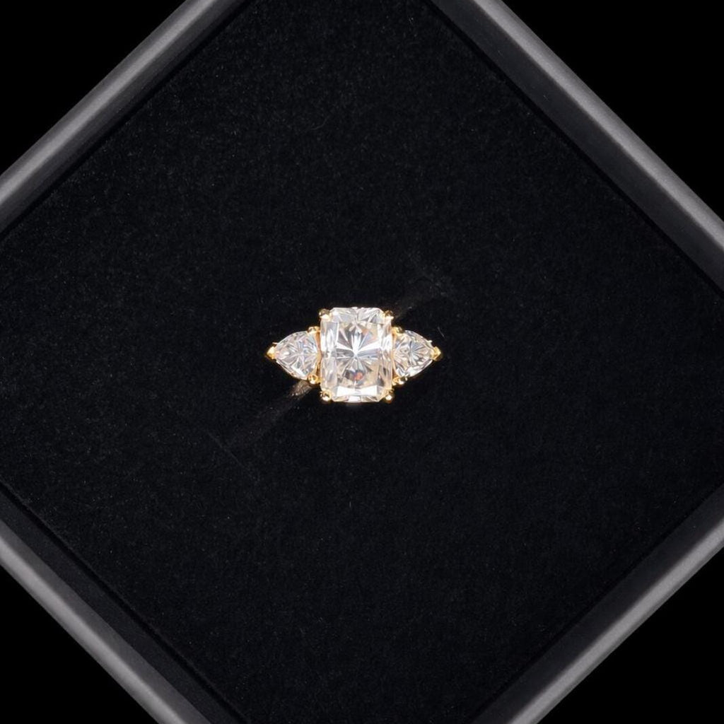 2.5ct Moissanite Trilogy Engagement Ring | GRA Certified
