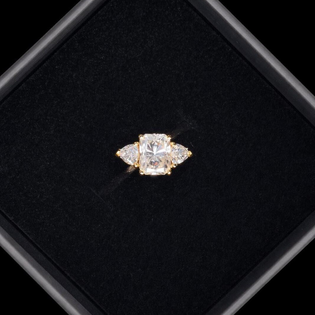 2.5ct Moissanite Trilogy Engagement Ring | GRA Certified