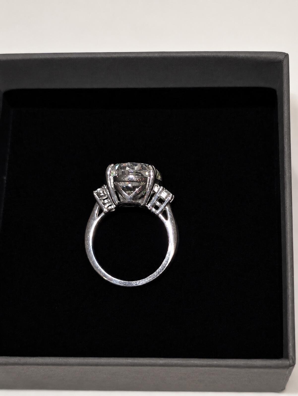 Oval Cut 10.48ct Moissanite Ring with Platinum Overlay