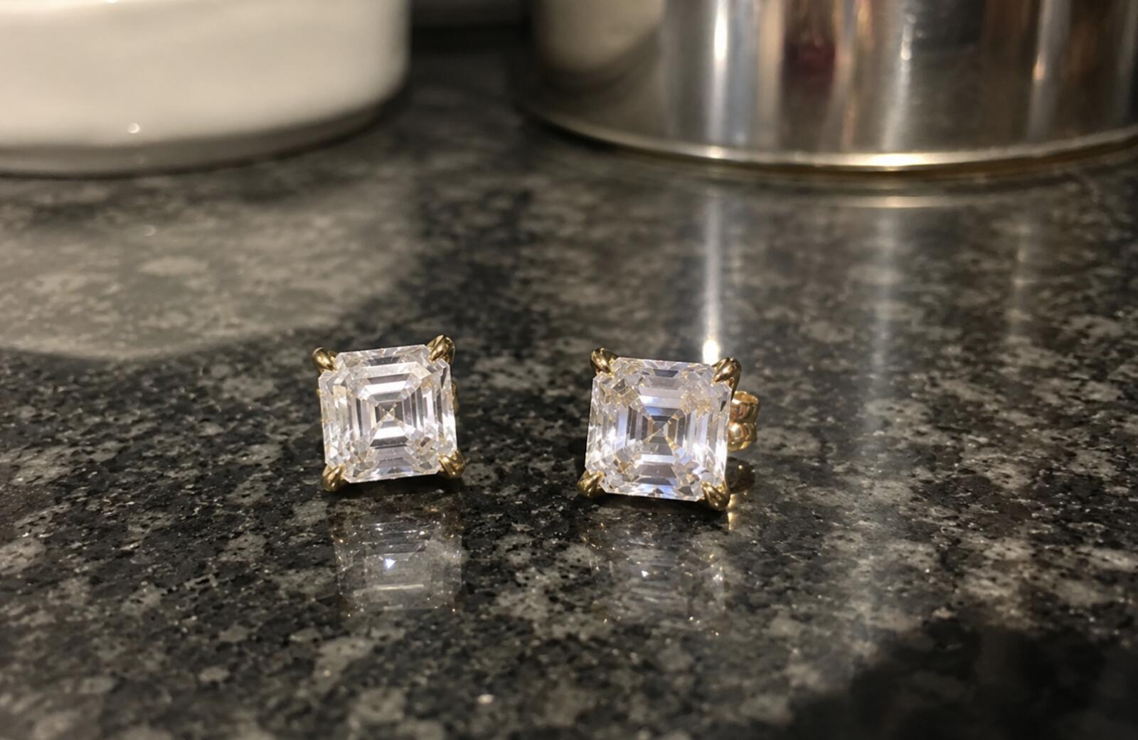 Square Cut Stud Earrings 2ct 14k gold finish