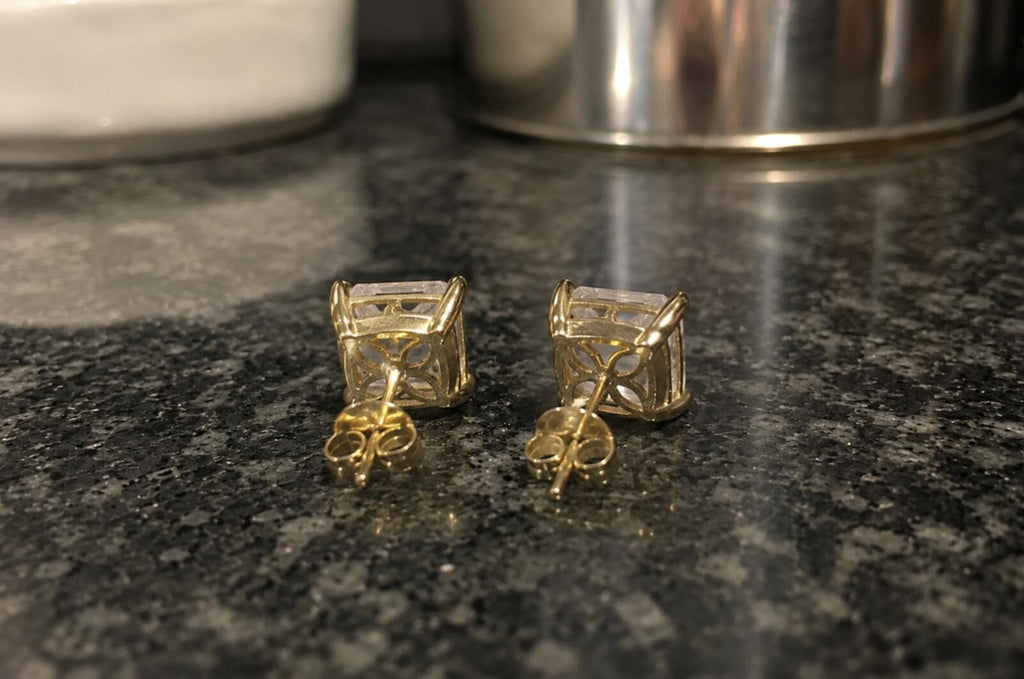 Square Cut Stud Earrings 2ct 14k gold finish