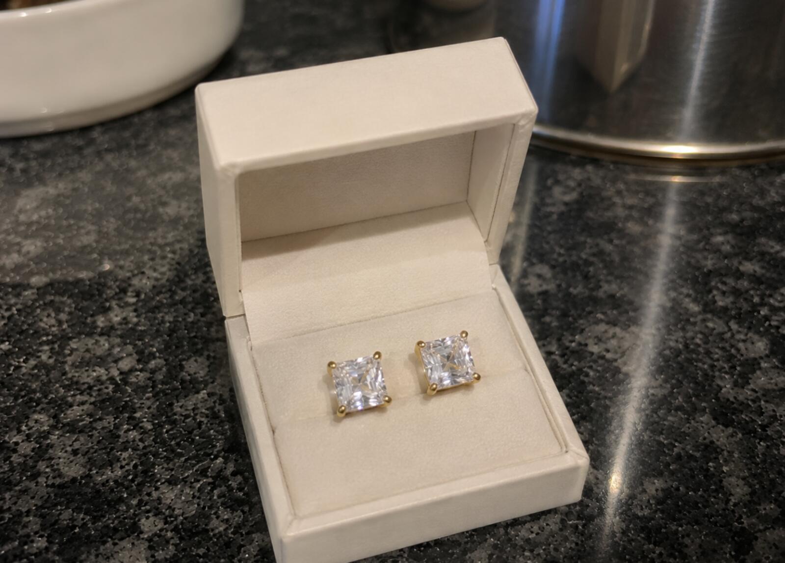 Square Cut Stud Earrings 2ct 14k gold finish