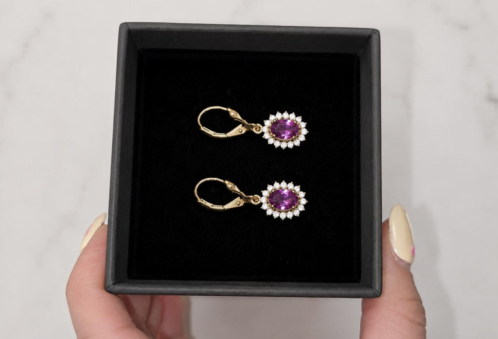 2.26tcwEmber Purple Garnet with Moissanite 18kt Gold Vermeil