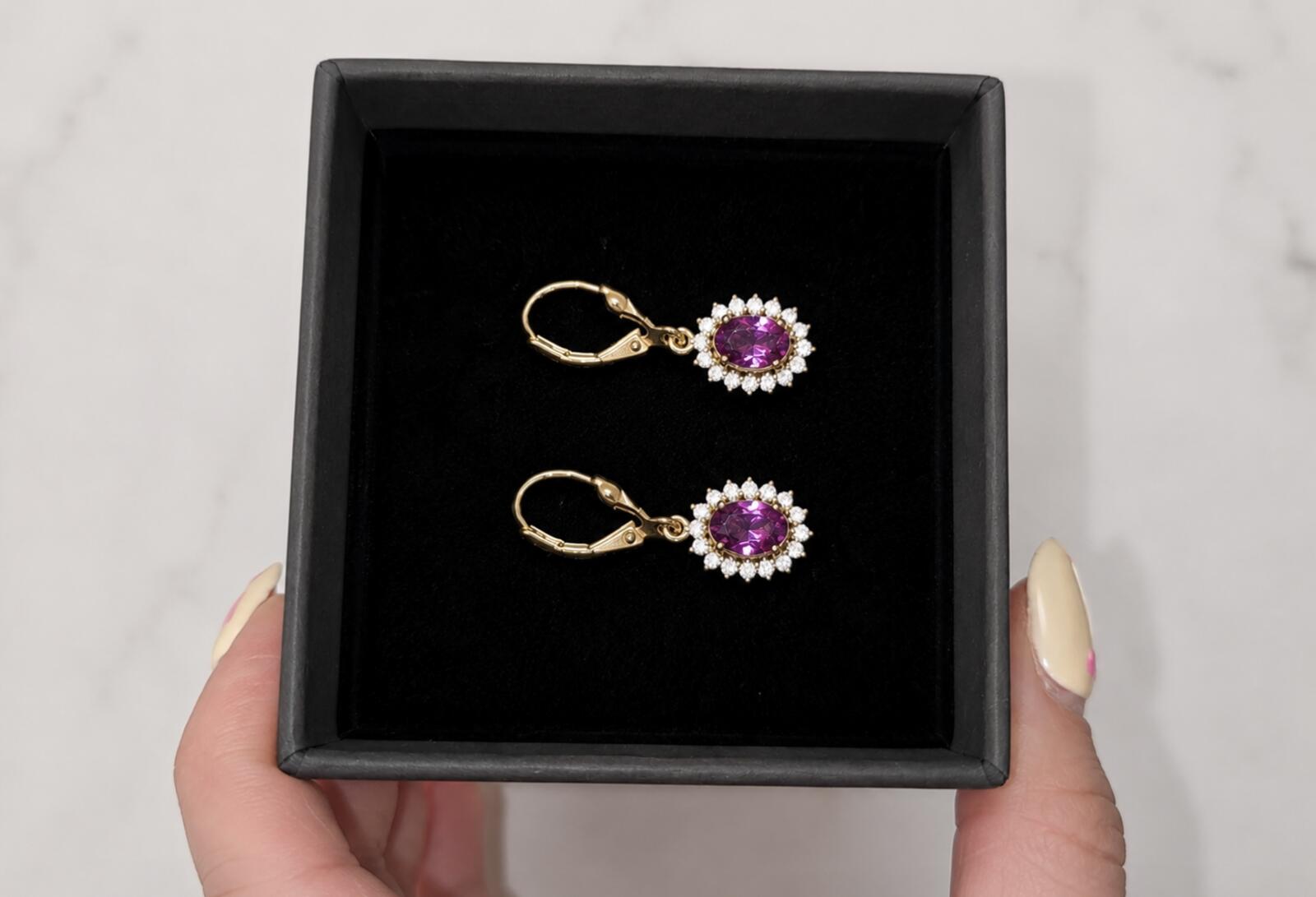 2.26tcwEmber Purple Garnet with Moissanite 18kt Gold Vermeil