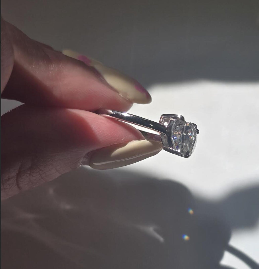 2.4ct TCW moissanite toi-et-moi ring platinum overlay