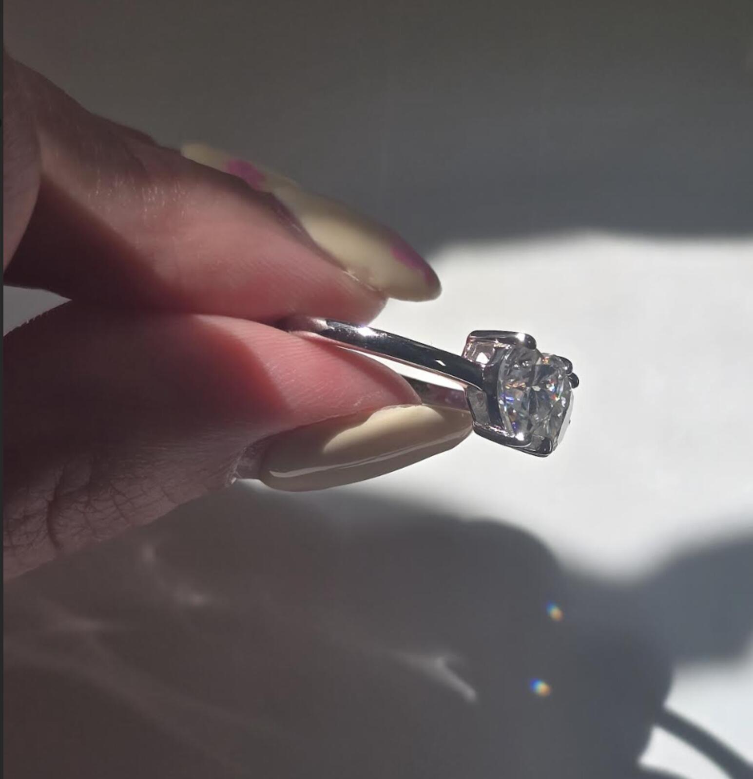2.4ct TCW moissanite toi-et-moi ring platinum overlay