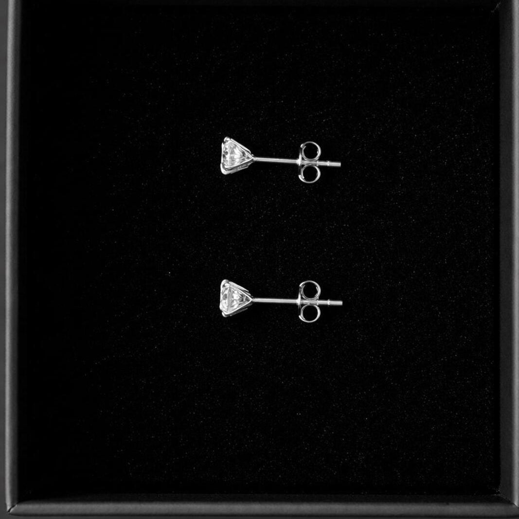 5mm Moissanite Stud Earrings | D Colour VVS1 |Rhodium Plated