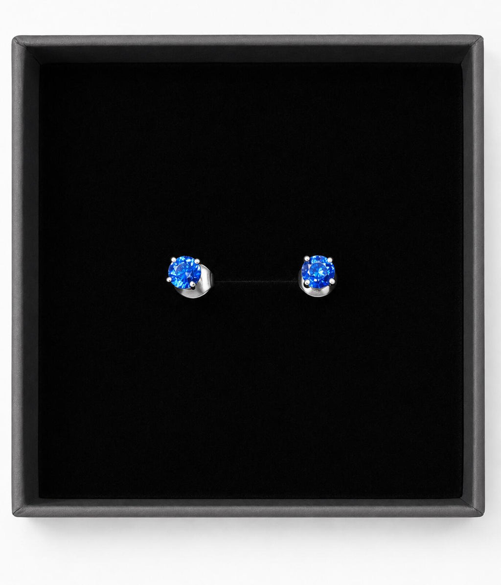 AAA Natural Kashmir Kyanite Stud Earrings 0.7ct 6mm