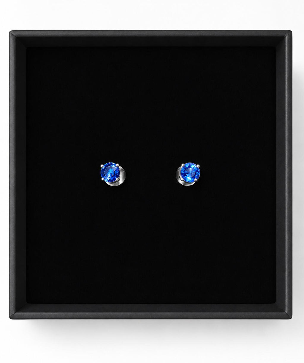 AAA Natural Kashmir Kyanite Stud Earrings 0.7ct 6mm