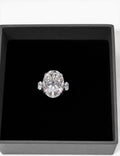 Oval Cut 10.48ct Moissanite Ring with Platinum Overlay