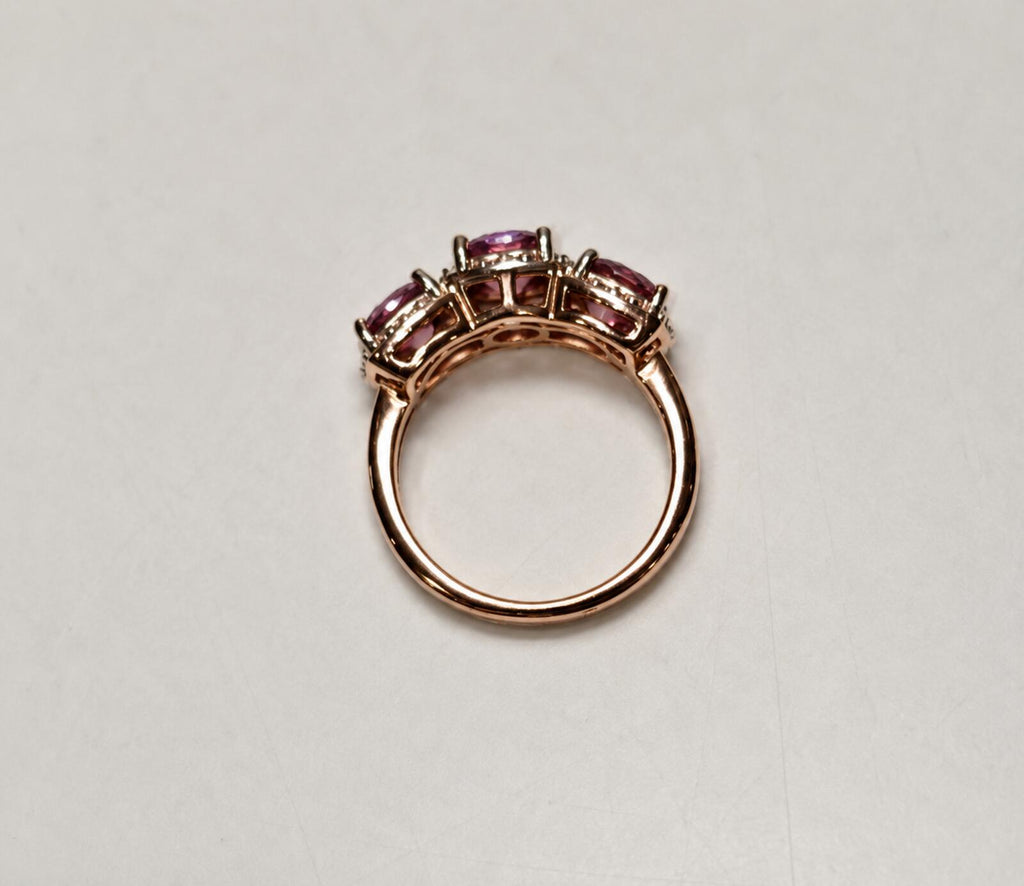 Cushion Cut Pink 3.45ct Moissanite Ring 8K Vermeil Rose Gold