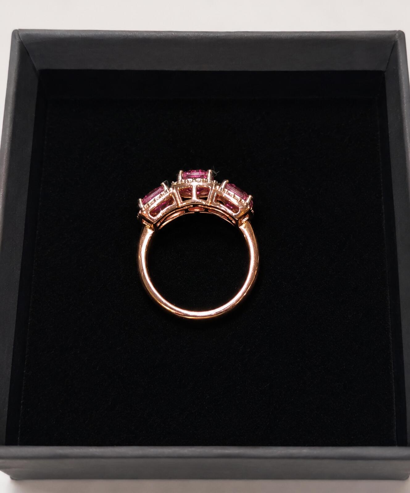 Cushion Cut Pink 3.45ct Moissanite Ring 8K Vermeil Rose Gold