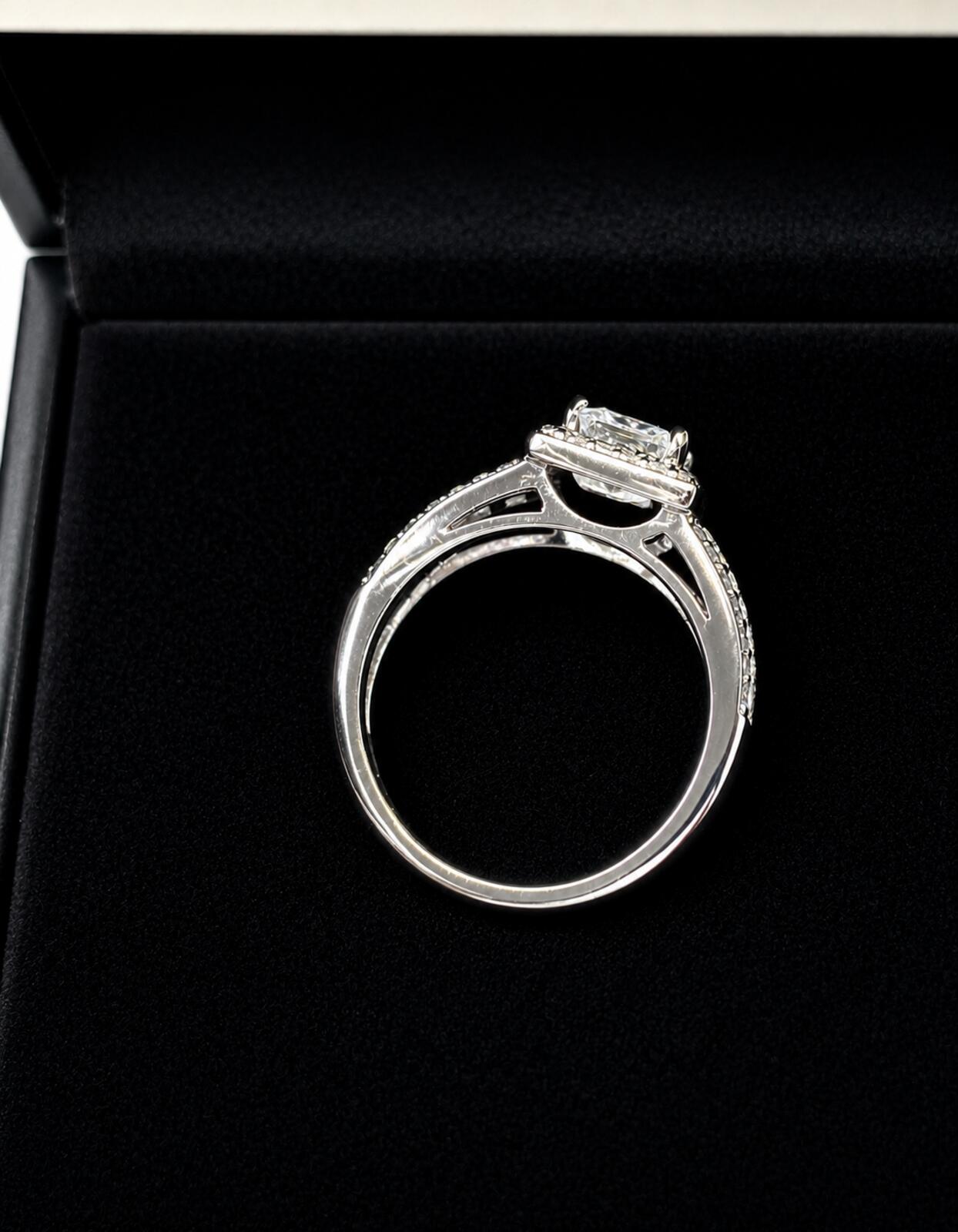2.63ct Princess Cut Moissanite Halo Ring