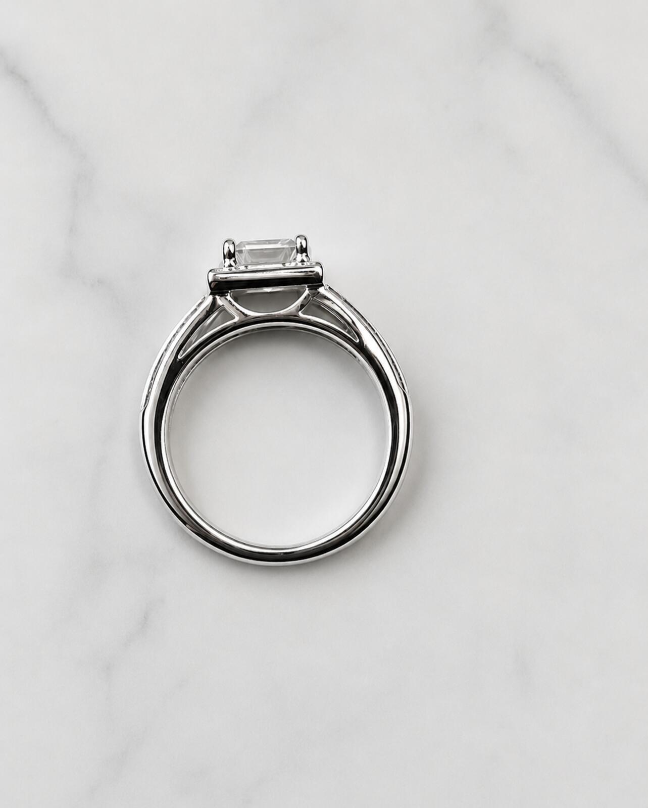 2.63ct Princess Cut Moissanite Halo Ring