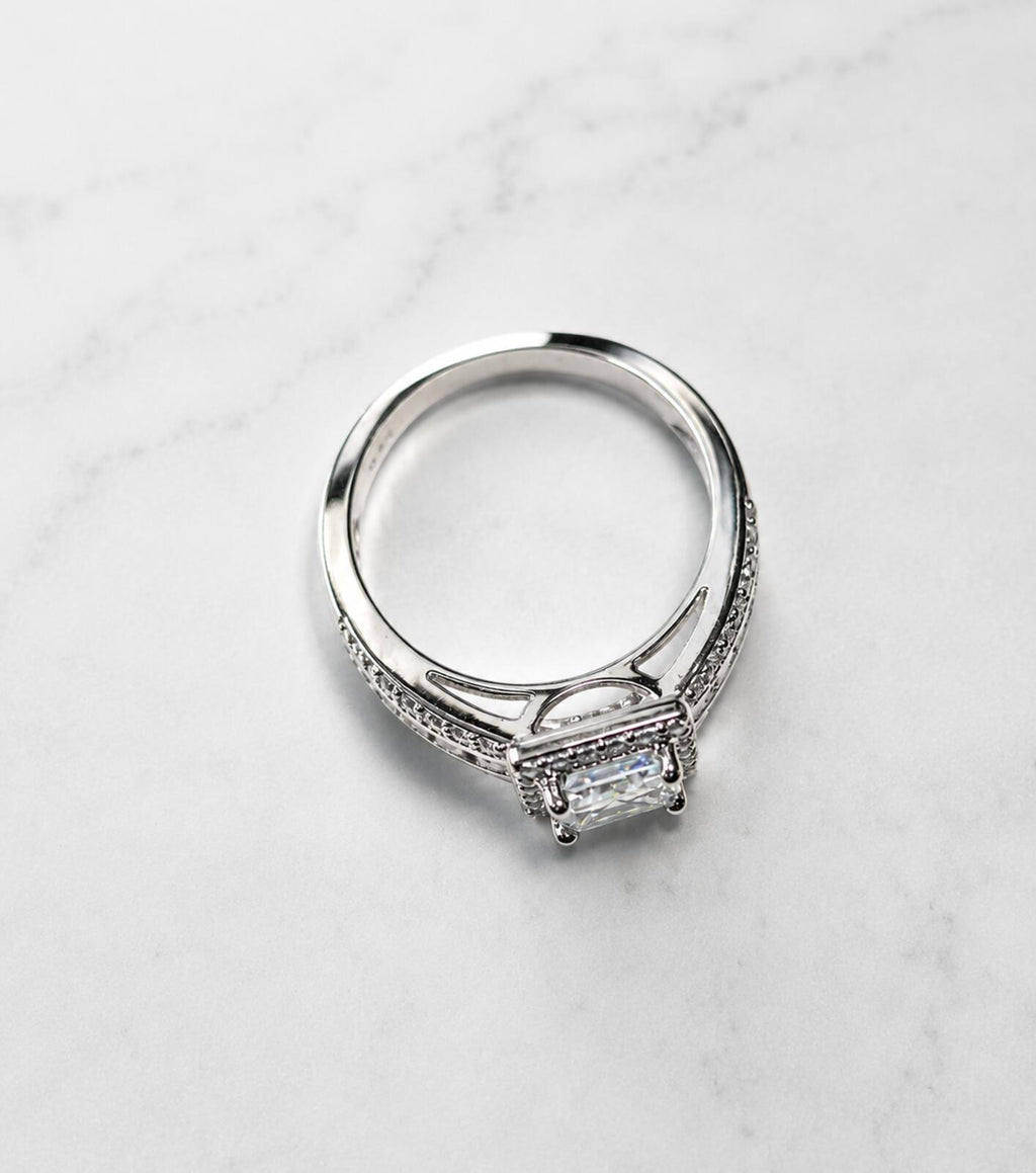 2.63ct Princess Cut Moissanite Halo Ring