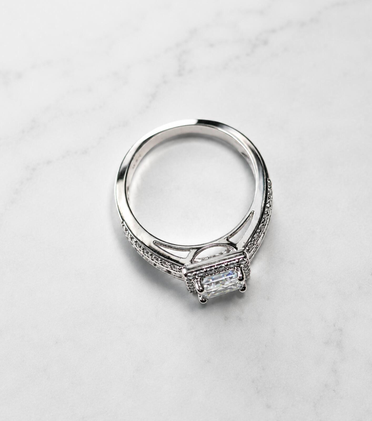2.63ct Princess Cut Moissanite Halo Ring