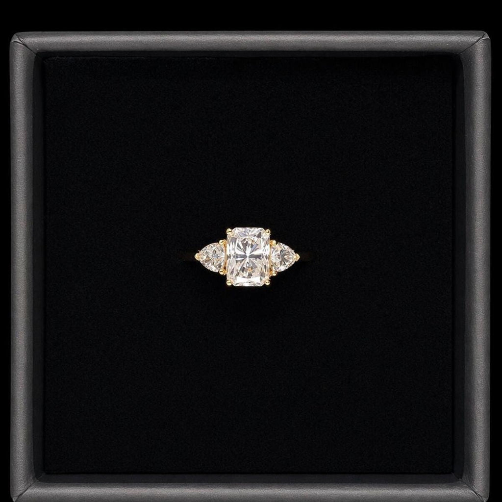 2.5ct Moissanite Trilogy Engagement Ring | GRA Certified