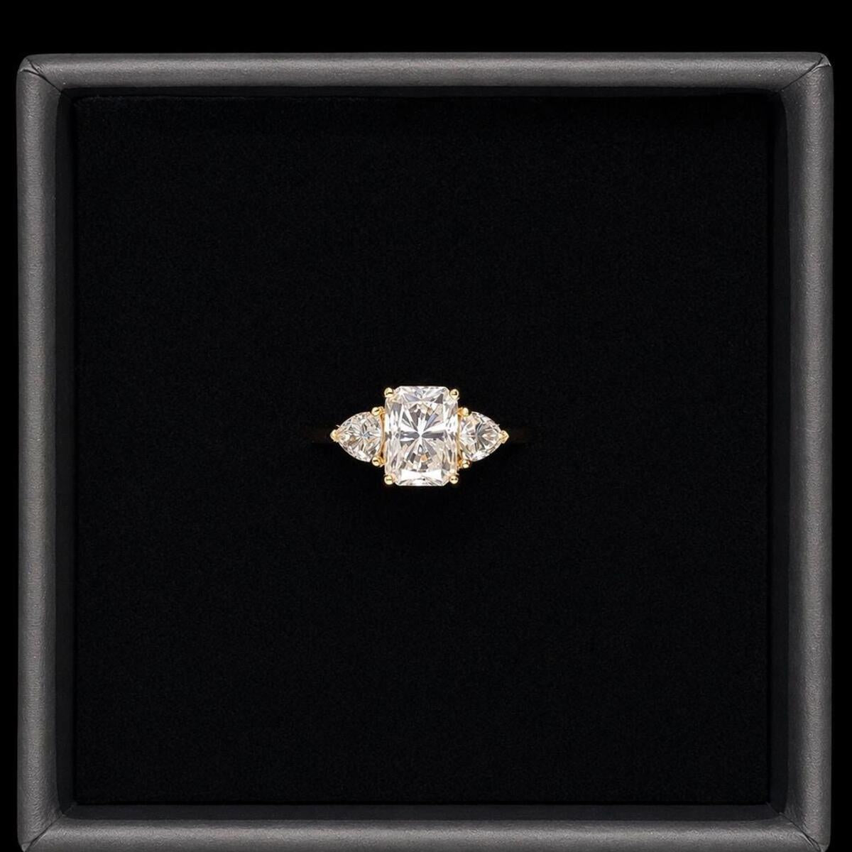 2.5ct Moissanite Trilogy Engagement Ring | GRA Certified