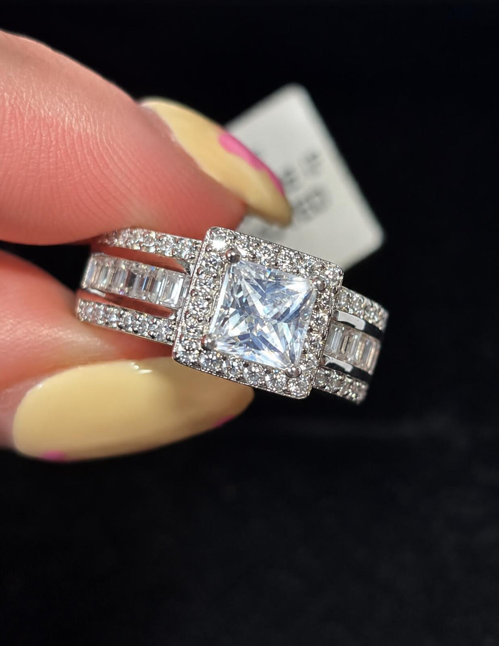 2.63ct Princess Cut Moissanite Halo Ring