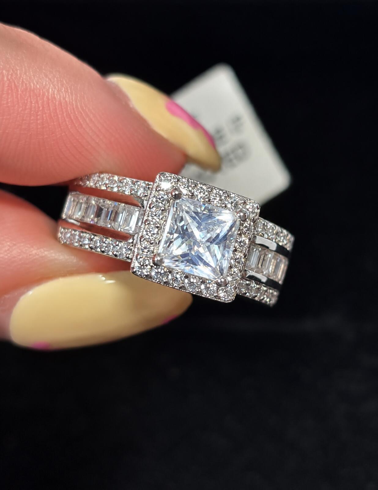 2.63ct Princess Cut Moissanite Halo Ring