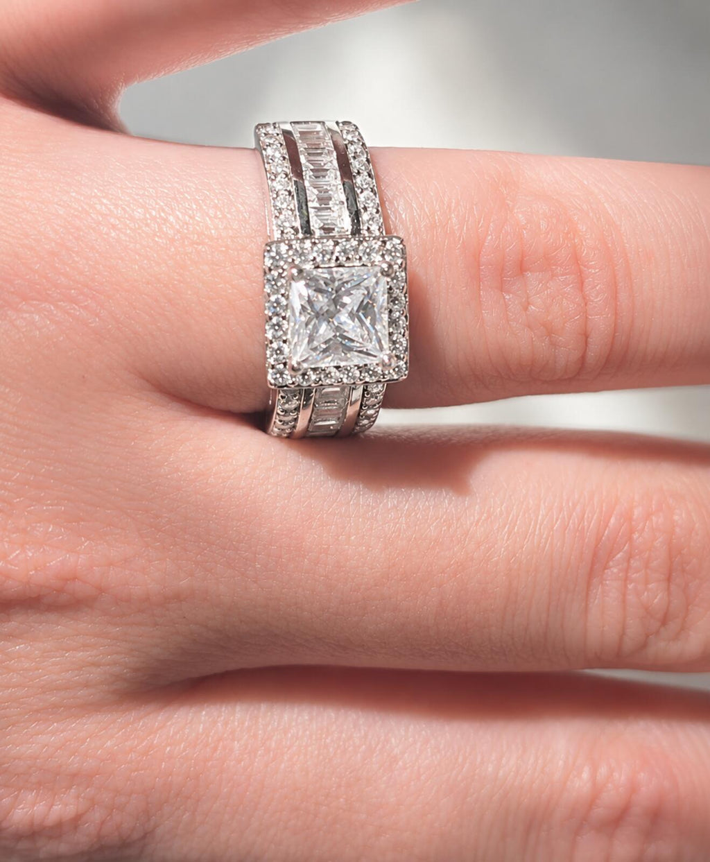 2.63ct Princess Cut Moissanite Halo Ring