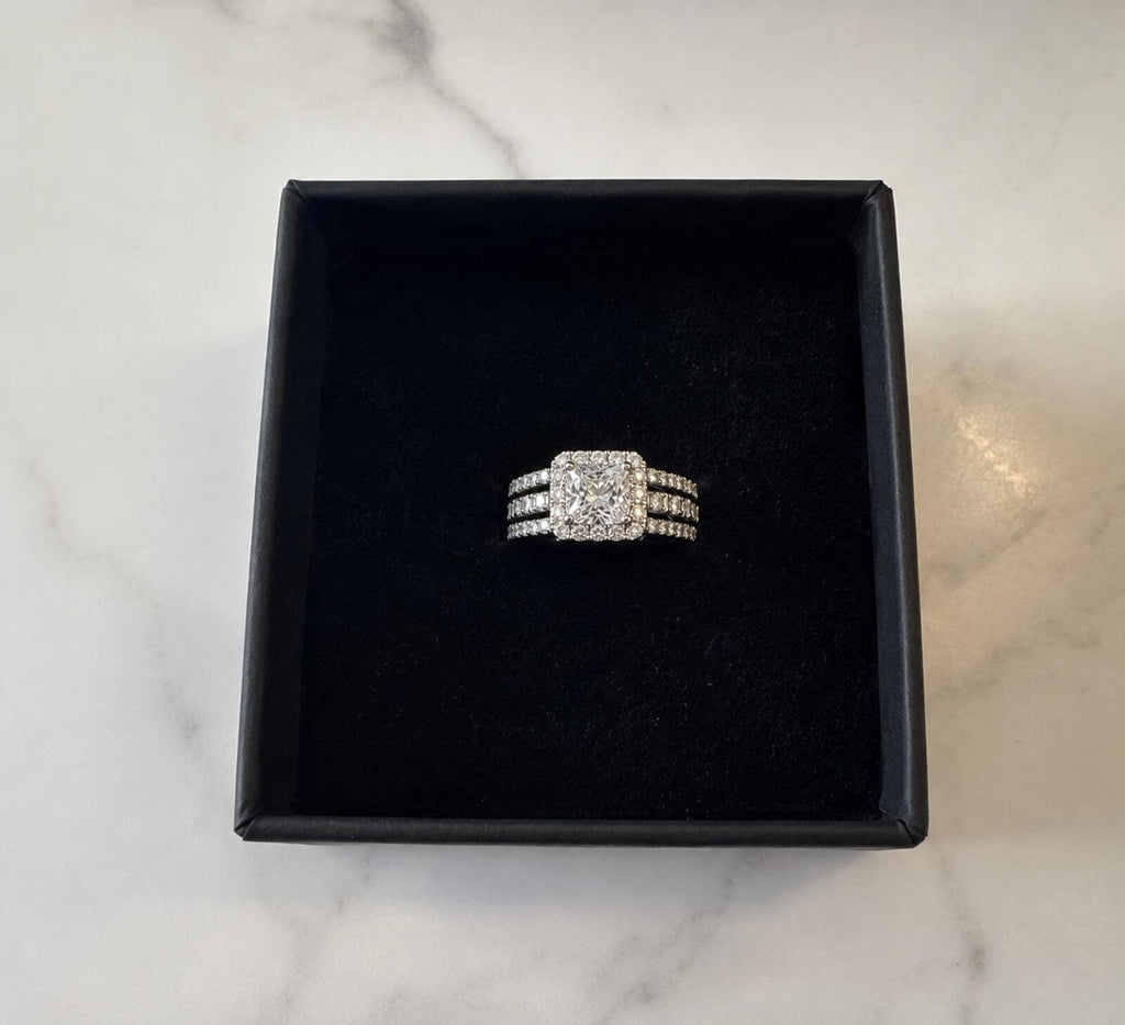 2.63ct Princess Cut Moissanite Halo Ring