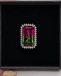 925 Ring with Platinum Overlay and watermelon opal
